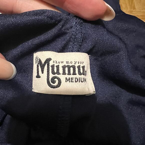 Show me Your Mumu SMYM Kendall navy blue maxi dress NEW MEDIUM - Picture 3 of 5